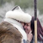 Viking re-enactor and partner. West Hunsbury, Northampton. 7 April 2019 - PEOPLE gallery